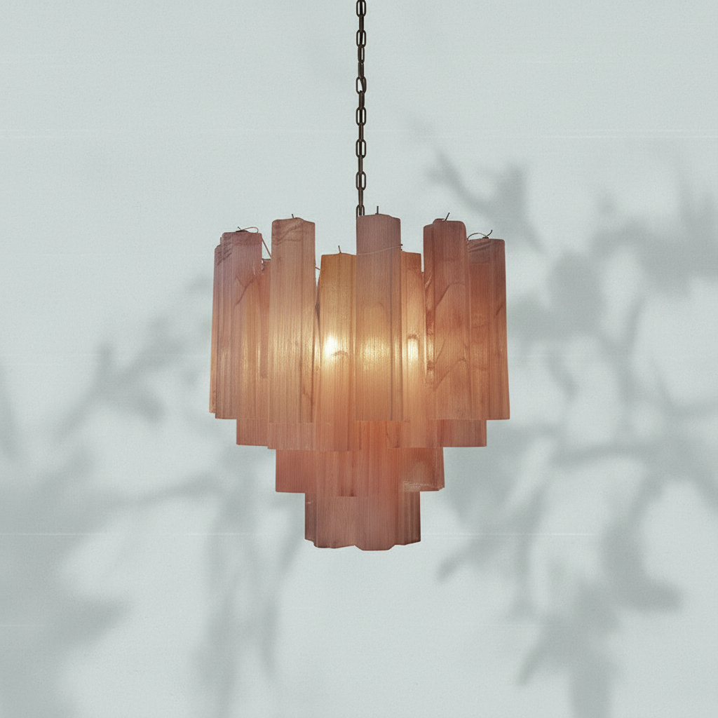 Murelli Tronchi Chandelier – 36 Alabaster Pink Glass Tubes