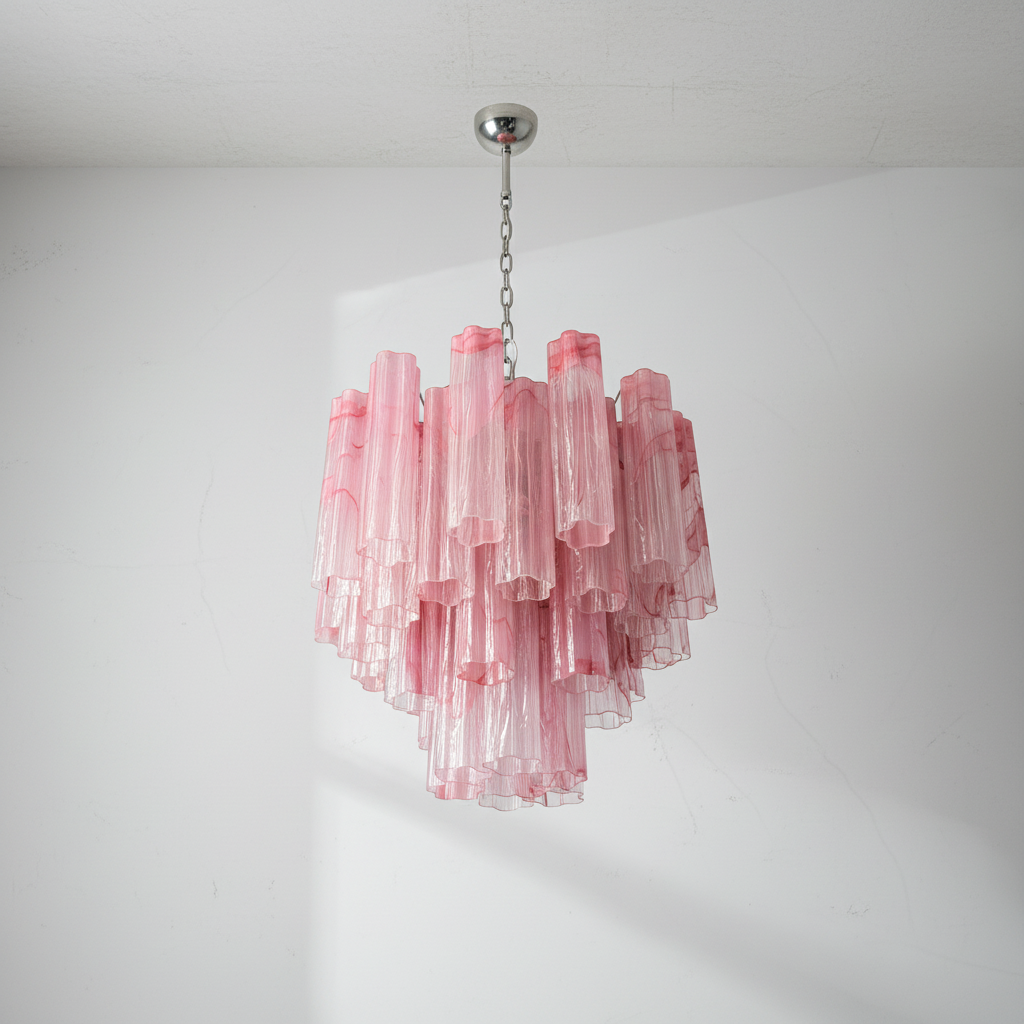 Murano Chandelier – 36 Tubes | Alabaster Pink