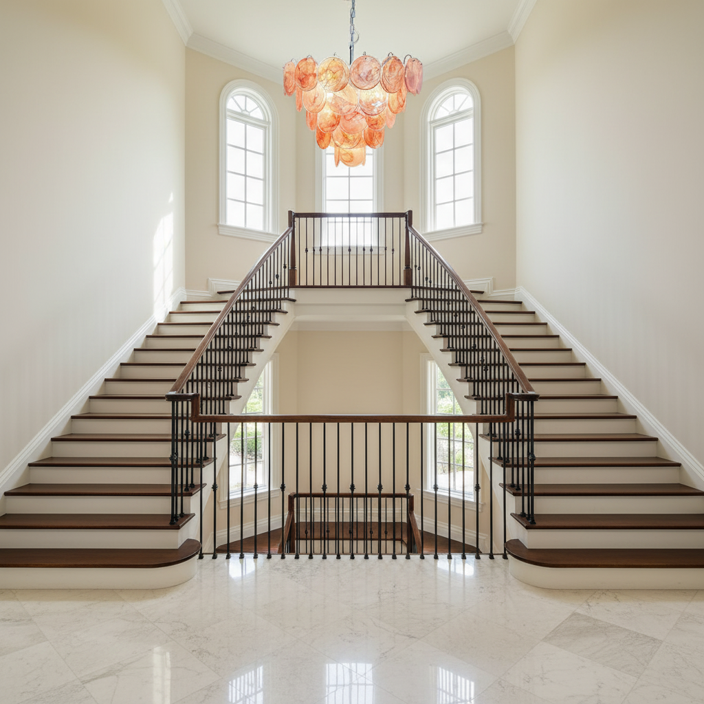 Murano Chandelier – 57 Pink Alabaster Glass Disks