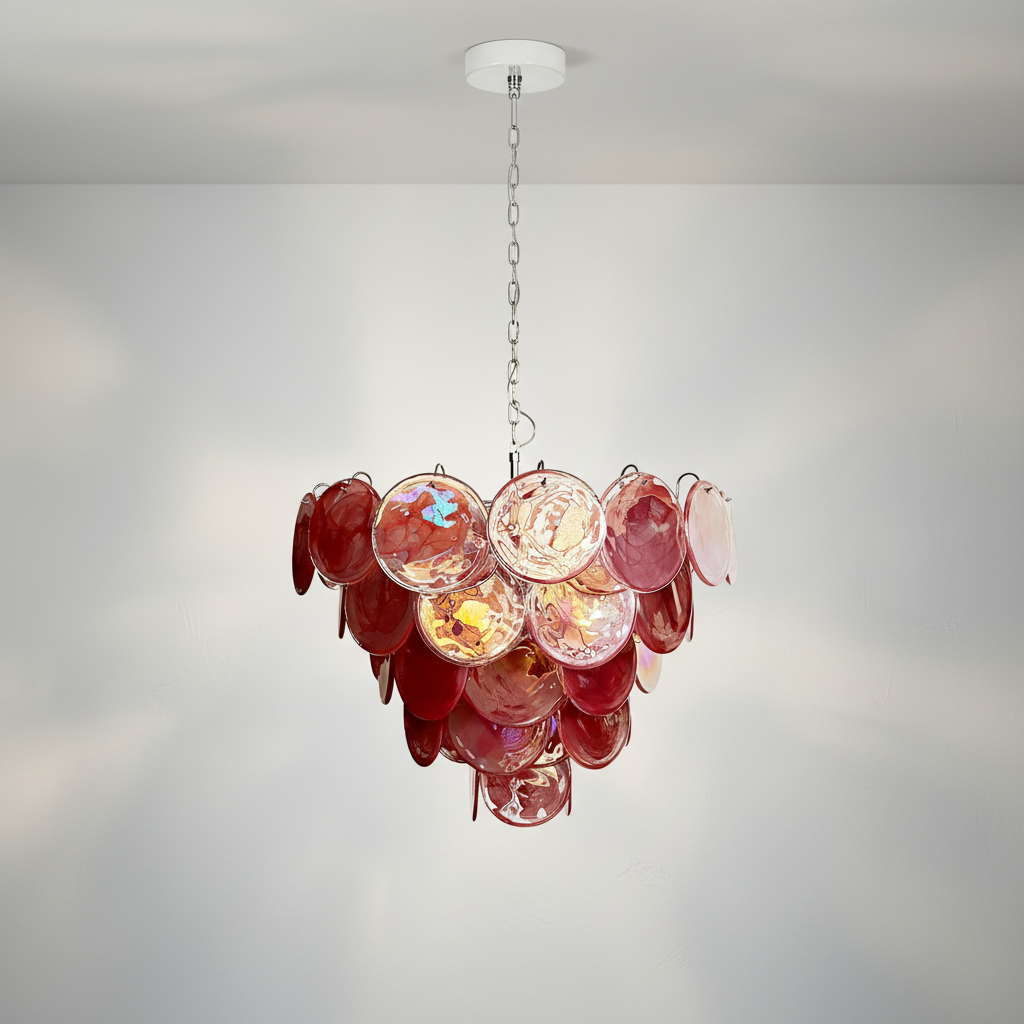 Murano Chandelier – 57 Pink Alabaster Glass Disks