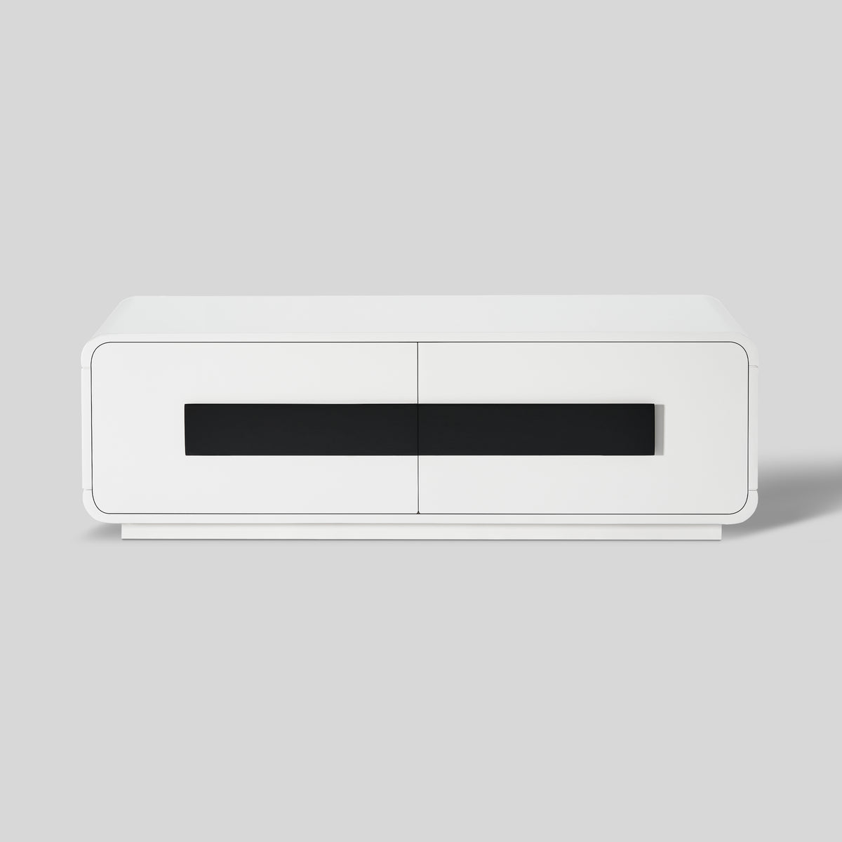 2-Drawer Coffee Table with Black Bar Handles — White