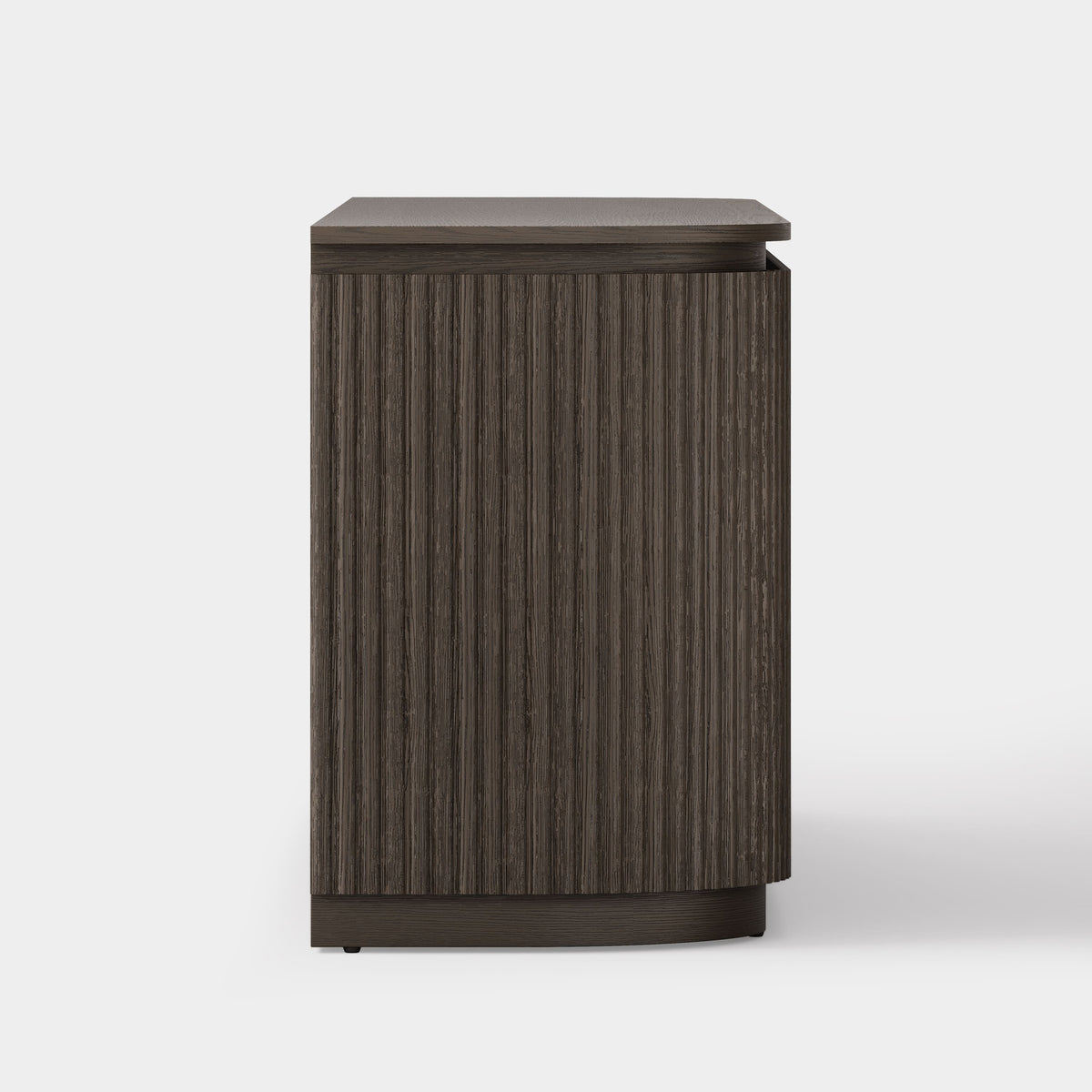 Fluted 4-Door Media Console — Dark Oak