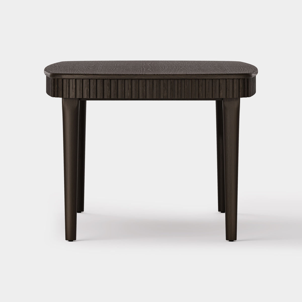 Oval Fluted Dining Table with Glass Top — Dark Espresso