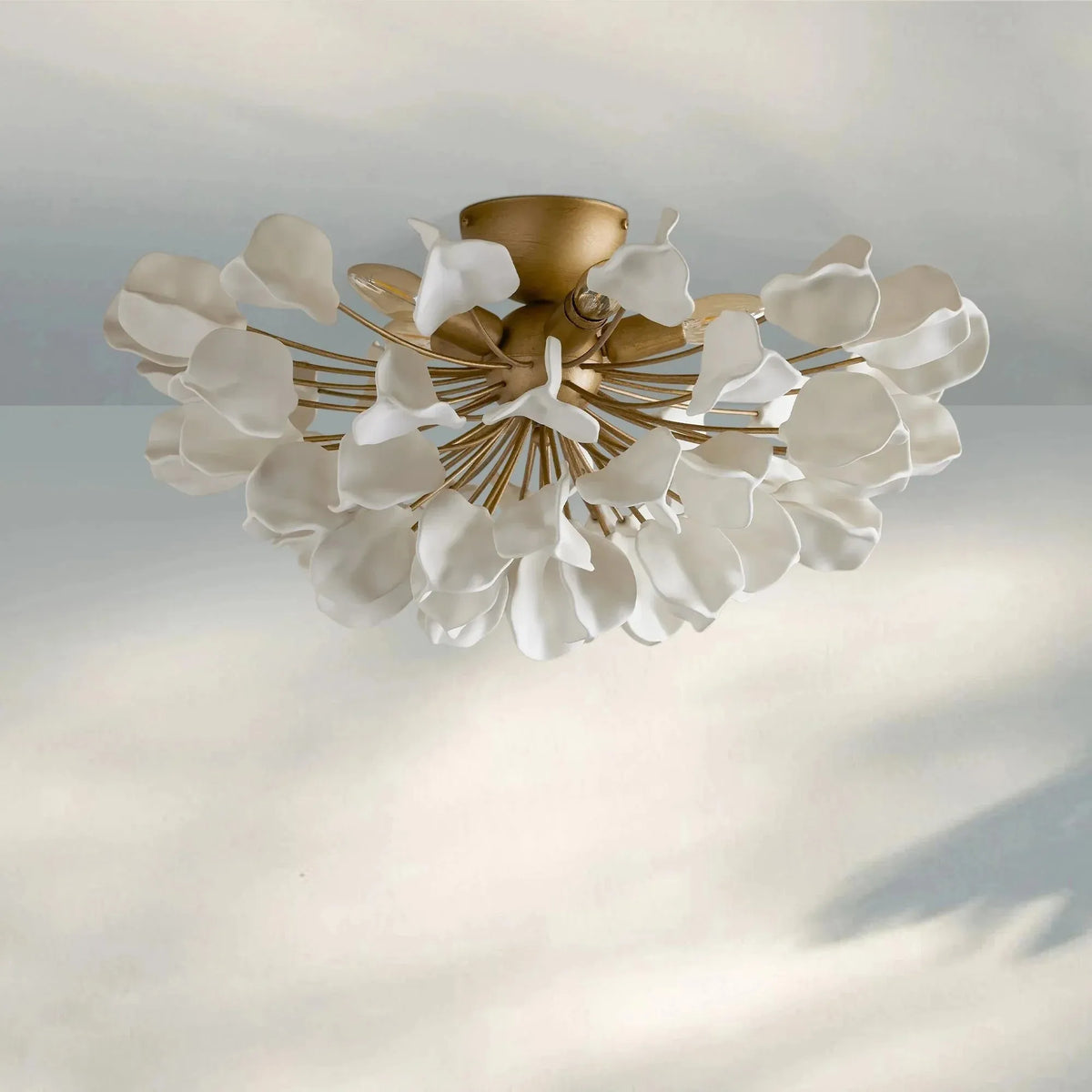 Lunaria Ceramic Leaves Flush Mount – 24″