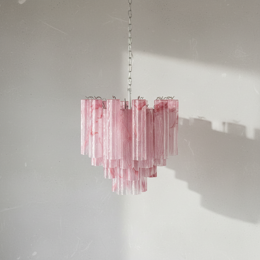 Murelli Tronchi Chandelier – 36 Alabaster Pink Glass Tubes