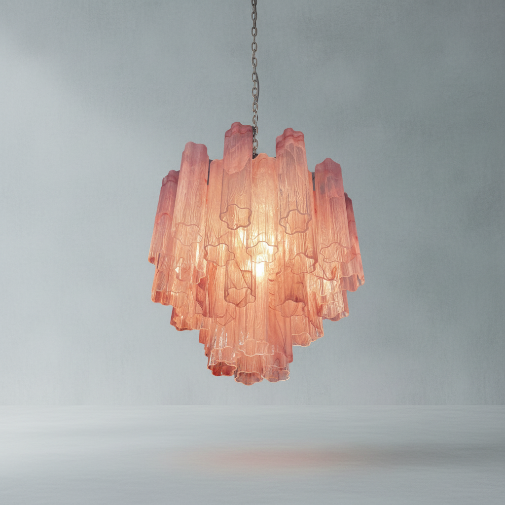 Murelli Tronchi Chandelier – 36 Alabaster Pink Glass Tubes