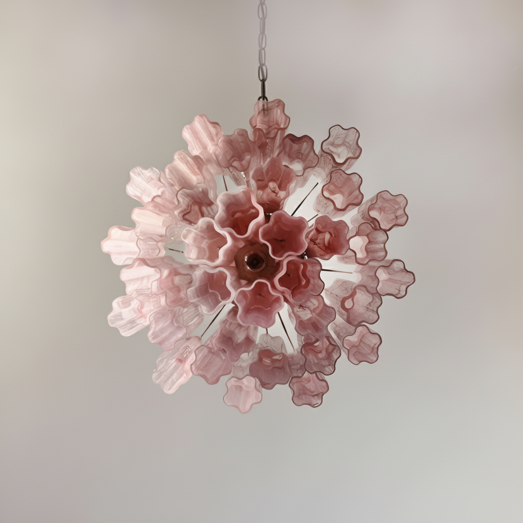 Murelli Tronchi Chandelier – 36 Alabaster Pink Glass Tubes