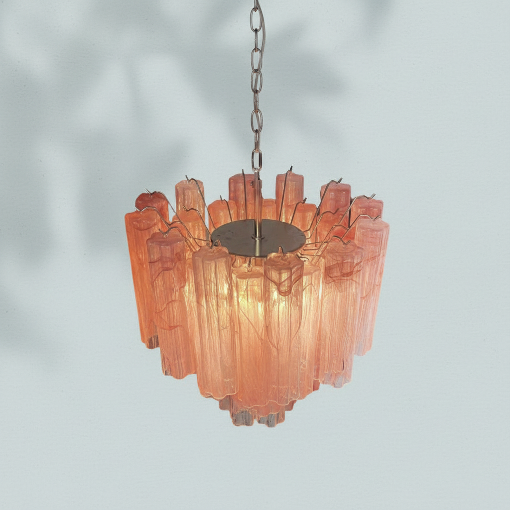 Murelli Tronchi Chandelier – 36 Alabaster Pink Glass Tubes