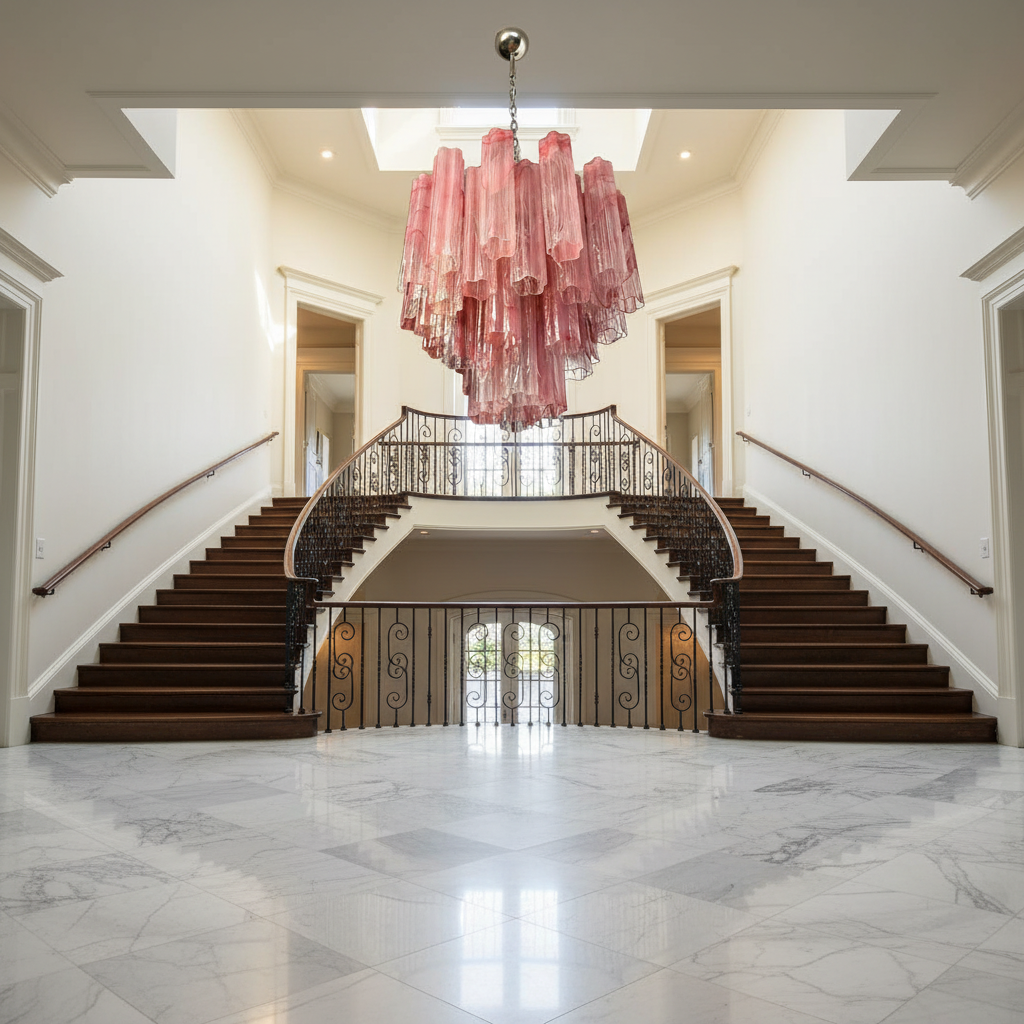Murano Chandelier – 36 Tubes | Alabaster Pink