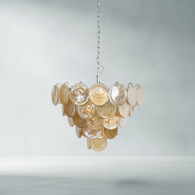 Murano Chandelier – 57 Gold Alabaster Glass Disks