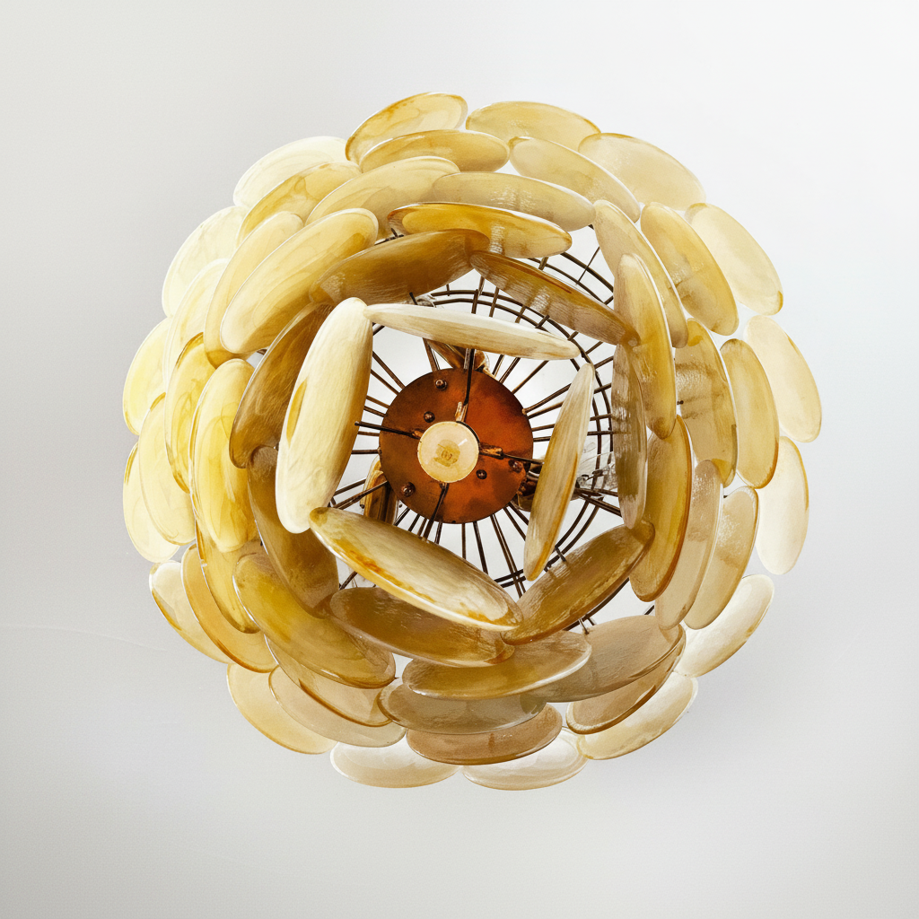 Murano Chandelier – 57 Gold Alabaster Glass Disks