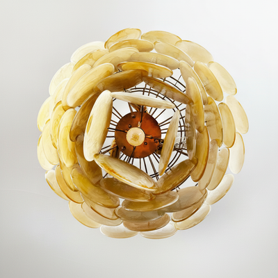 Murano Chandelier – 57 Gold Alabaster Glass Disks