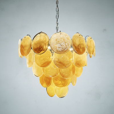 Murano Chandelier – 57 Gold Alabaster Glass Disks