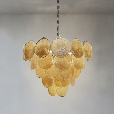 Murano Chandelier – 57 Gold Alabaster Glass Disks