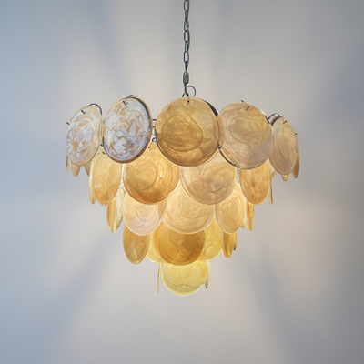 Murano Chandelier – 57 Gold Alabaster Glass Disks