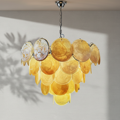 Murano Chandelier – 57 Gold Alabaster Glass Disks