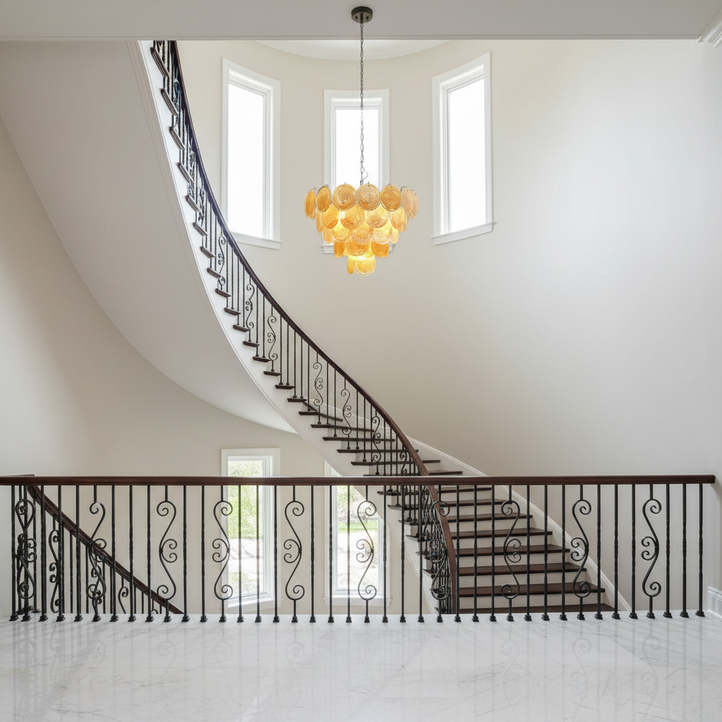 Murano Chandelier – 57 Gold Alabaster Glass Disks