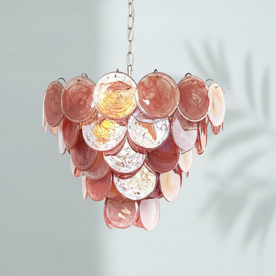 Murano Chandelier – 57 Pink Alabaster Glass Disks