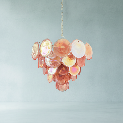 Murano Chandelier – 57 Pink Alabaster Glass Disks