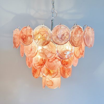 Murano Chandelier – 57 Pink Alabaster Glass Disks