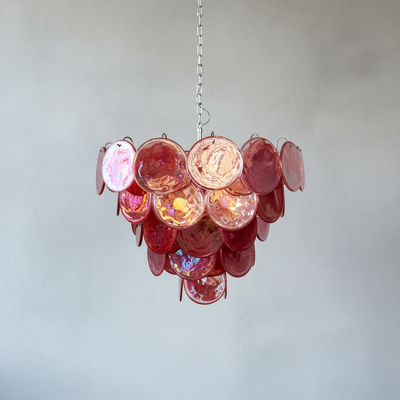 Murano Chandelier – 57 Pink Alabaster Glass Disks