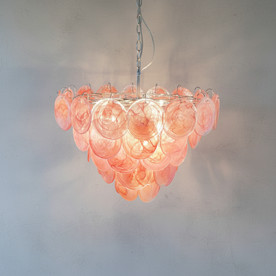 Murano Chandelier – 57 Pink Alabaster Glass Disks