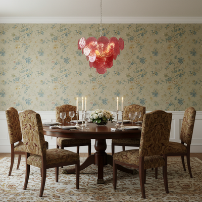 Murano Chandelier – 57 Pink Alabaster Glass Disks
