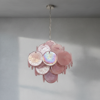 Murano Chandelier – 36 Pink Alabaster Glass Disks