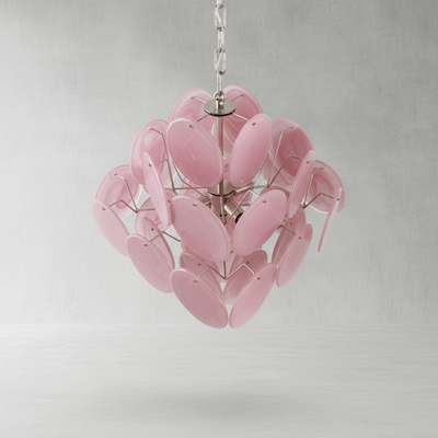 Murano Chandelier – 36 Pink Alabaster Glass Disks