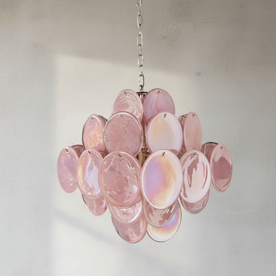 Murano Chandelier – 36 Pink Alabaster Glass Disks