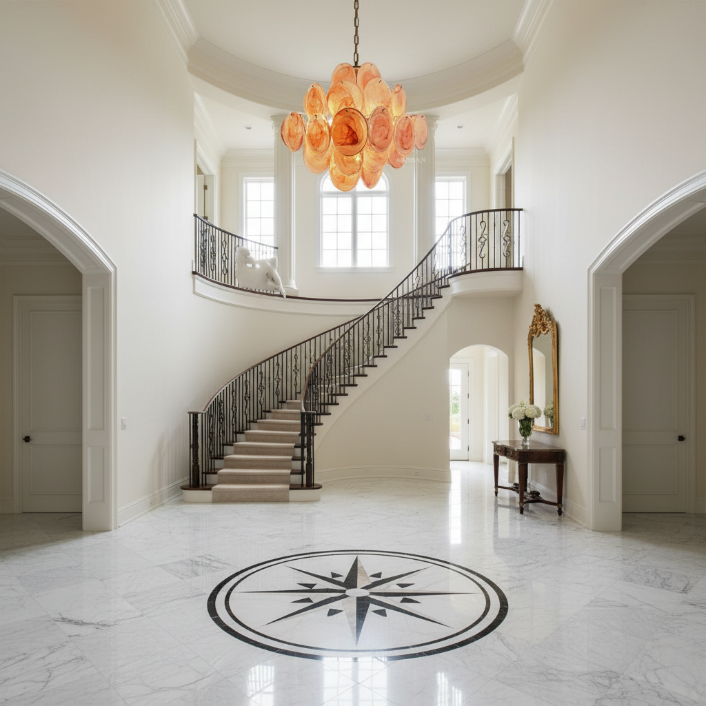 Murano Chandelier – 36 Pink Alabaster Glass Disks