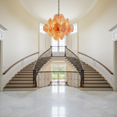 Murano Chandelier – 36 Pink Alabaster Glass Disks