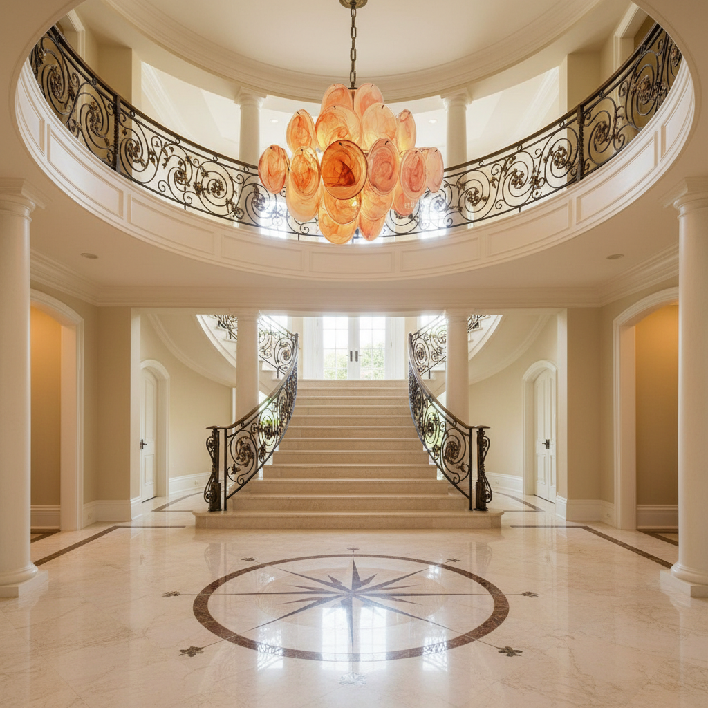 Murano Chandelier – 36 Pink Alabaster Glass Disks