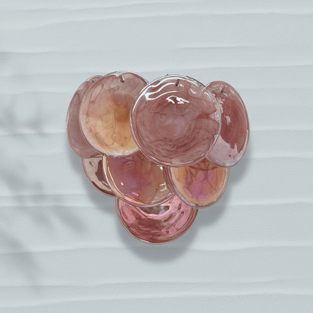 Murelli Glass Wall Sconce – 10 Alabaster Pink Disks