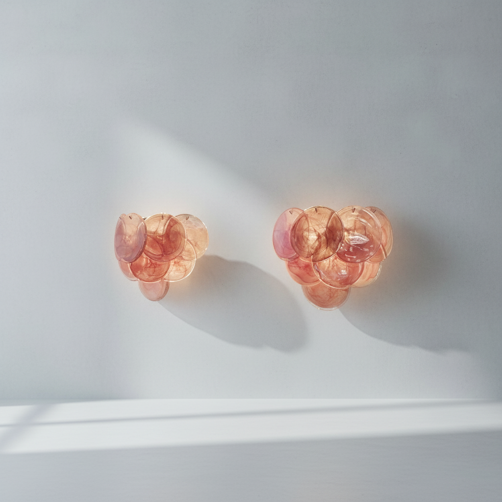 Murelli Glass Wall Sconce – 10 Alabaster Pink Disks