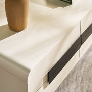 2-Drawer Coffee Table with Black Bar Handles — White