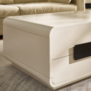 2-Drawer Coffee Table with Black Bar Handles — White