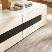 2-Drawer Coffee Table with Black Bar Handles — White
