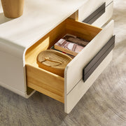 2-Drawer Coffee Table with Black Bar Handles — White