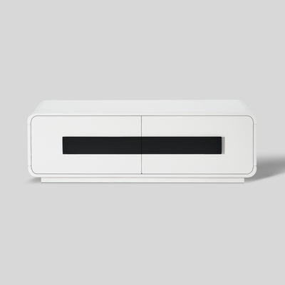 2-Drawer Coffee Table with Black Bar Handles — White