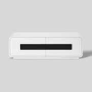 2-Drawer Coffee Table with Black Bar Handles — White
