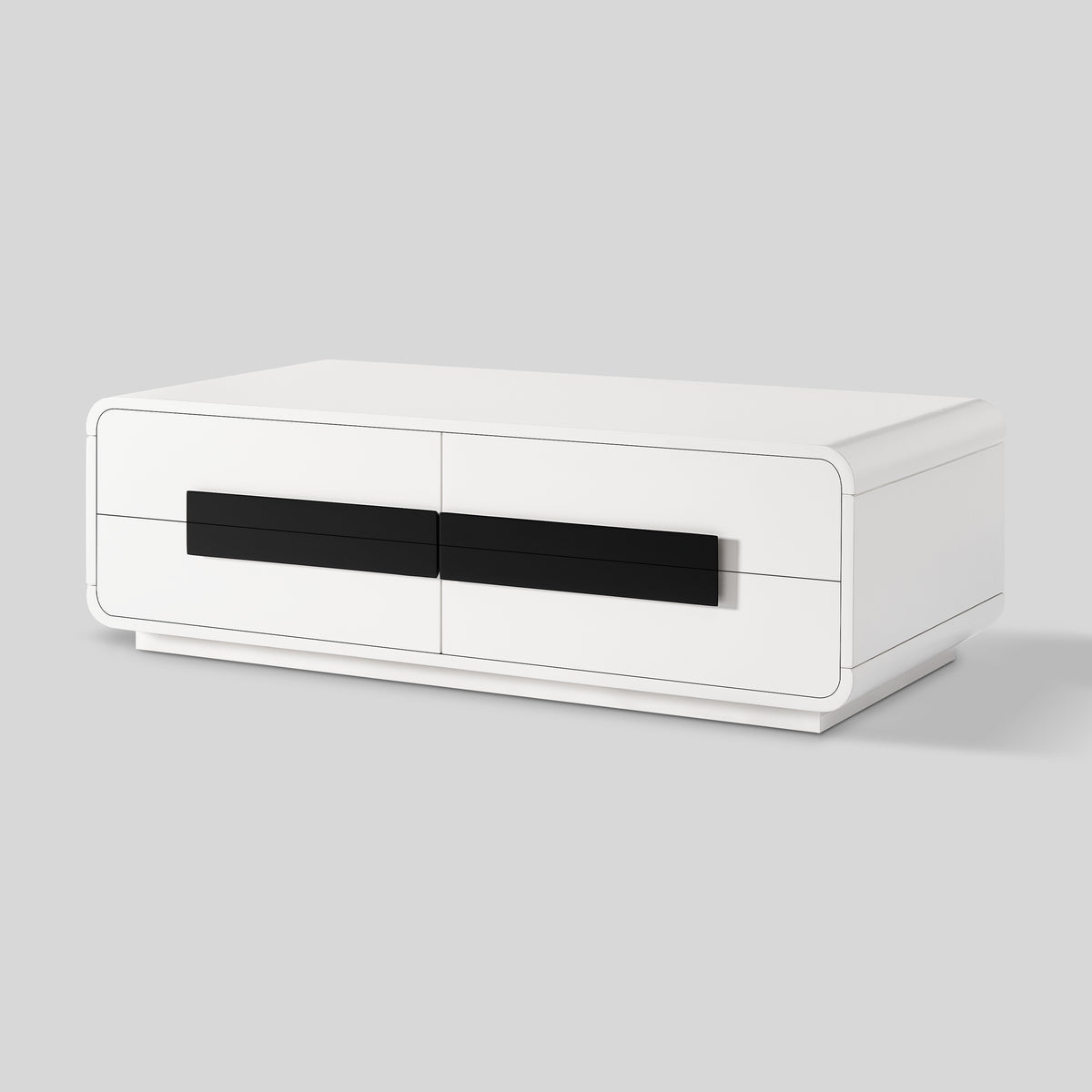 2-Drawer Coffee Table with Black Bar Handles — White
