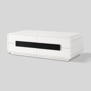 2-Drawer Coffee Table with Black Bar Handles — White