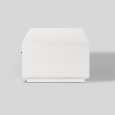 2-Drawer Coffee Table with Black Bar Handles — White