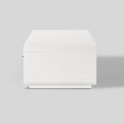 2-Drawer Coffee Table with Black Bar Handles — White