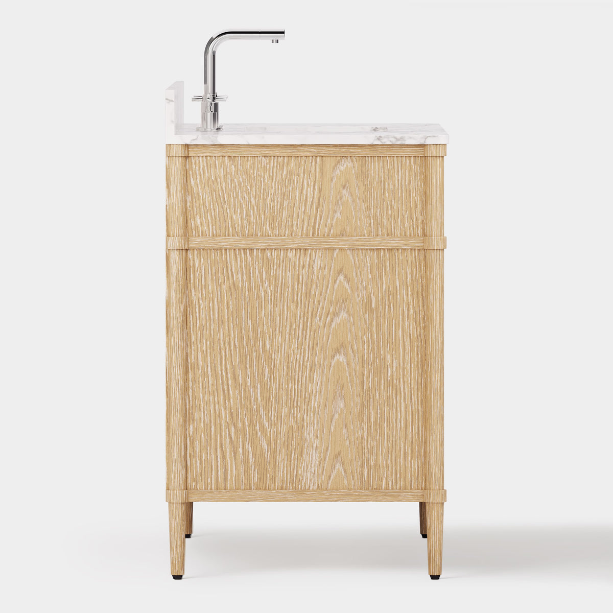 36" Bathroom Vanity Cabinet with Marble Top — Light Oak