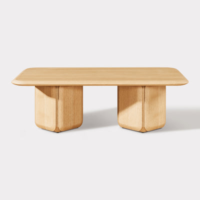 Dual Pedestal Oak Coffee Table