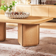 Dual Pedestal Oak Coffee Table