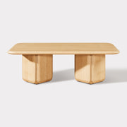 Dual Pedestal Oak Coffee Table