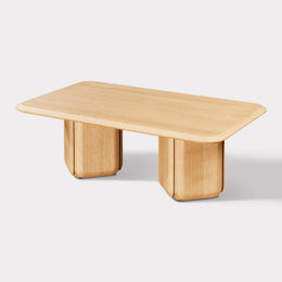 Dual Pedestal Oak Coffee Table